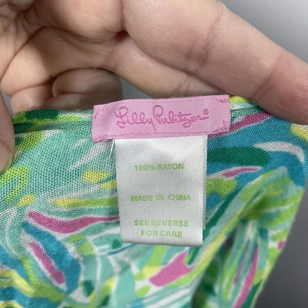 Lilly Pulitzer Riley Infinity Scarf Palm Leaf Green‎ Pink Resort Beach Coastal